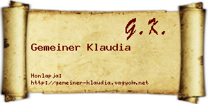 Gemeiner Klaudia névjegykártya